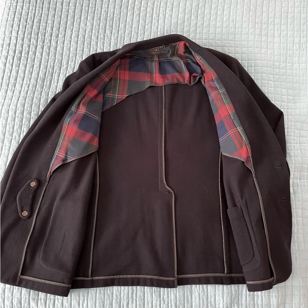 Brooks Brothers navy blue men’s blazer Jacket with Tartan details unlined casual
